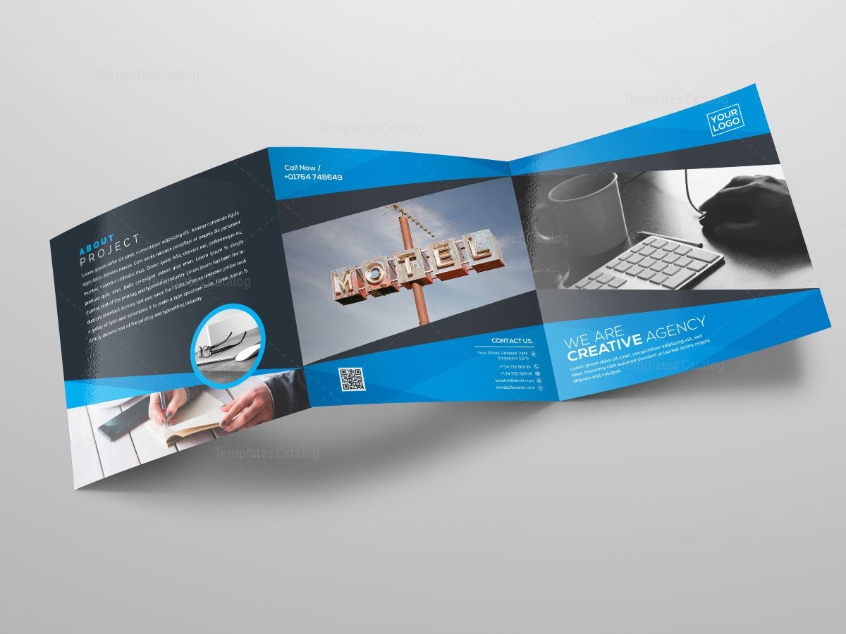square tri fold business brochure design template catalog