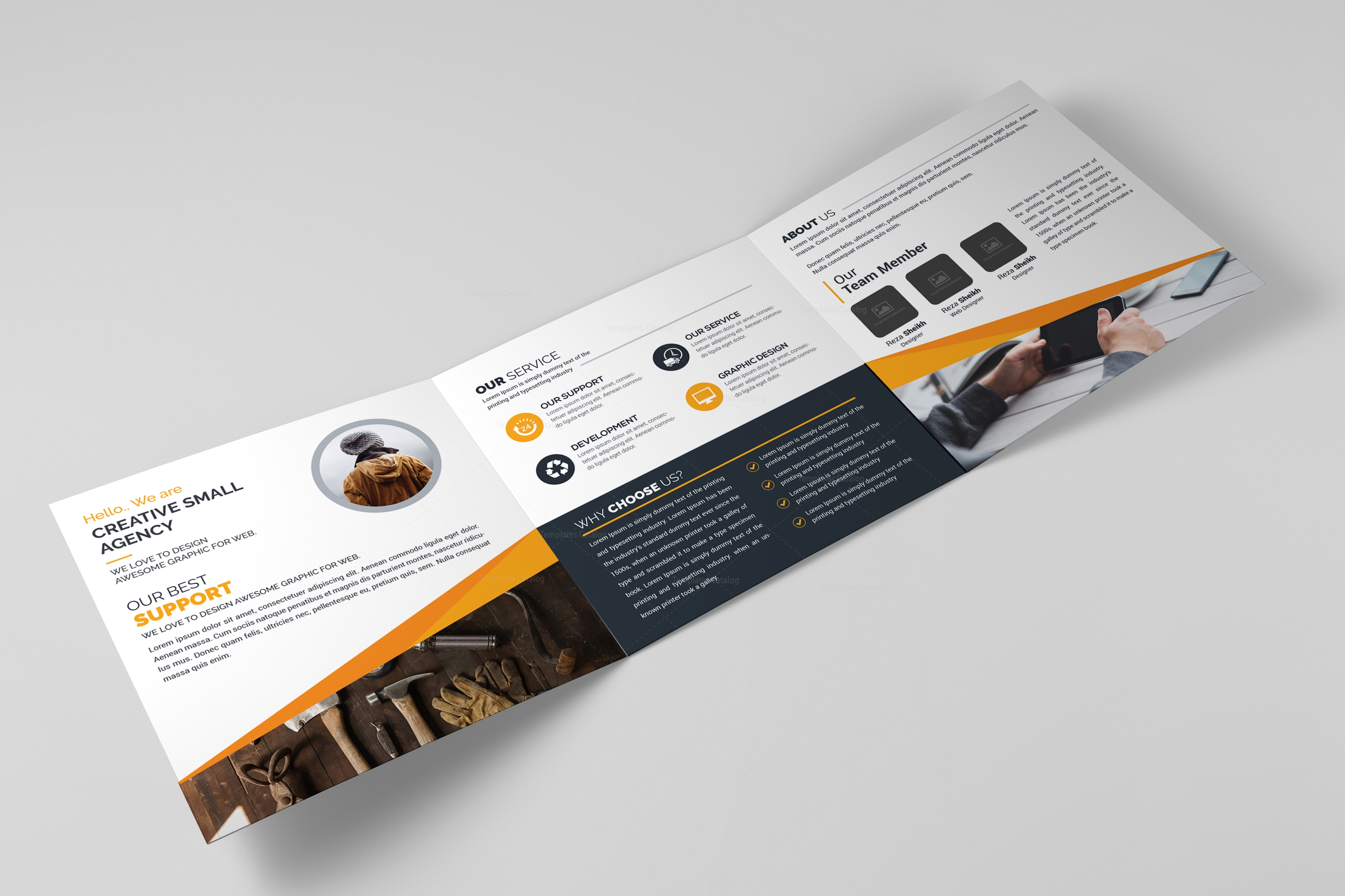 square tri fold business brochure design template catalog