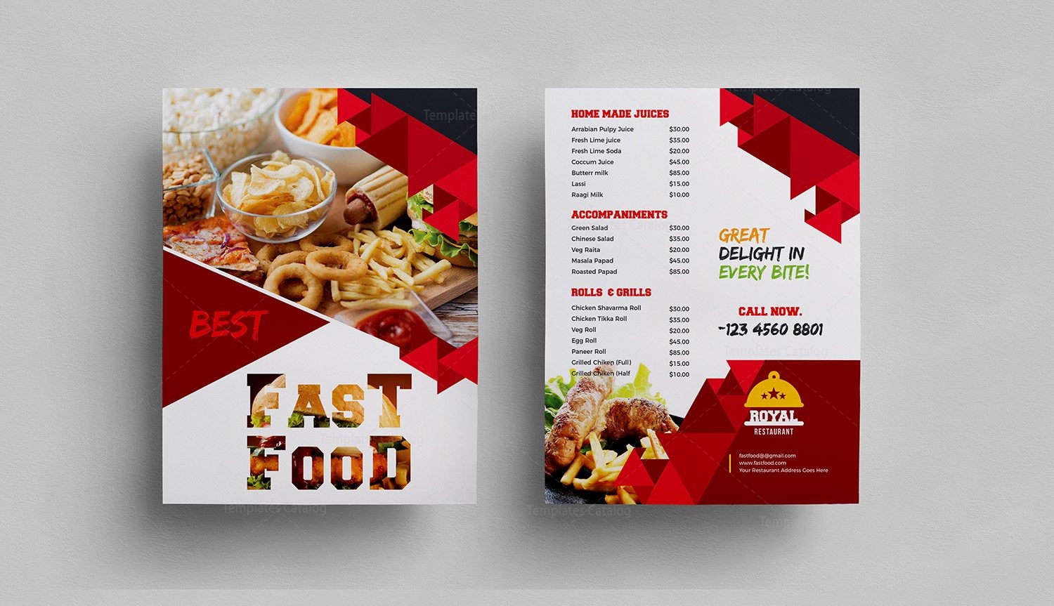 take out menu template