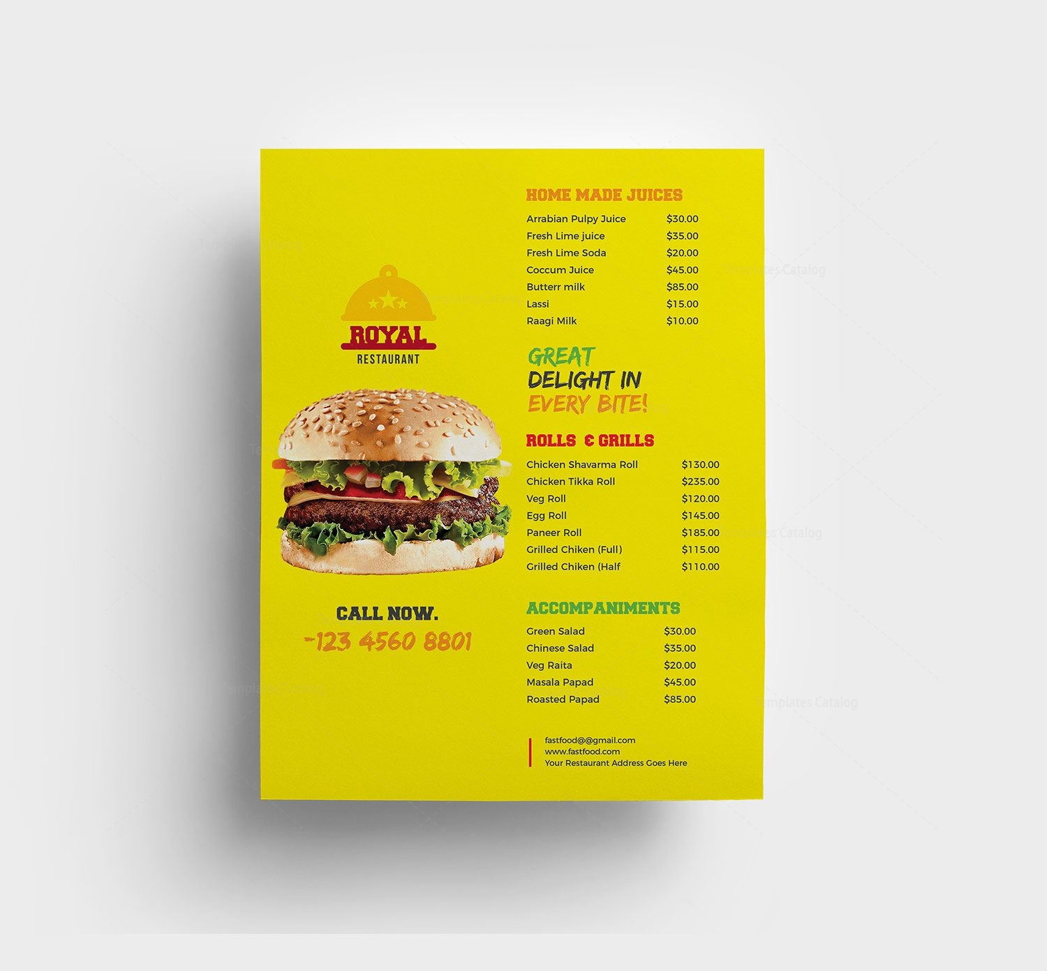 Fast Food Menu Design Templates