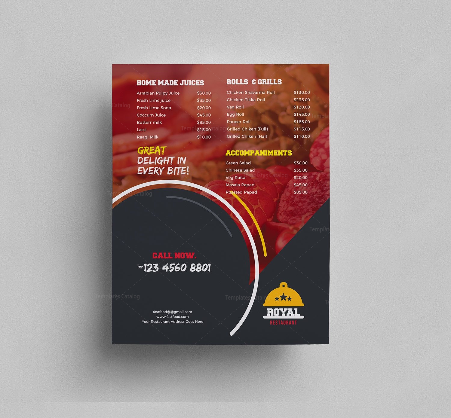 product menu template