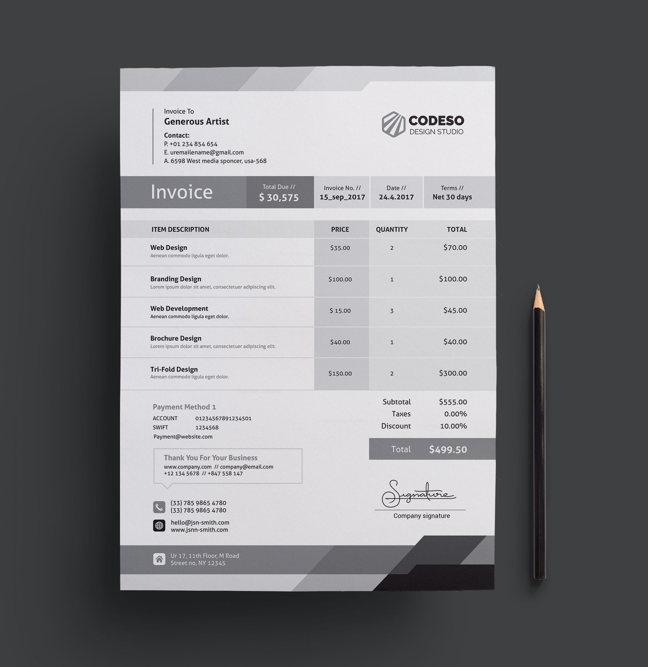corporate invoice template corporate invoice template