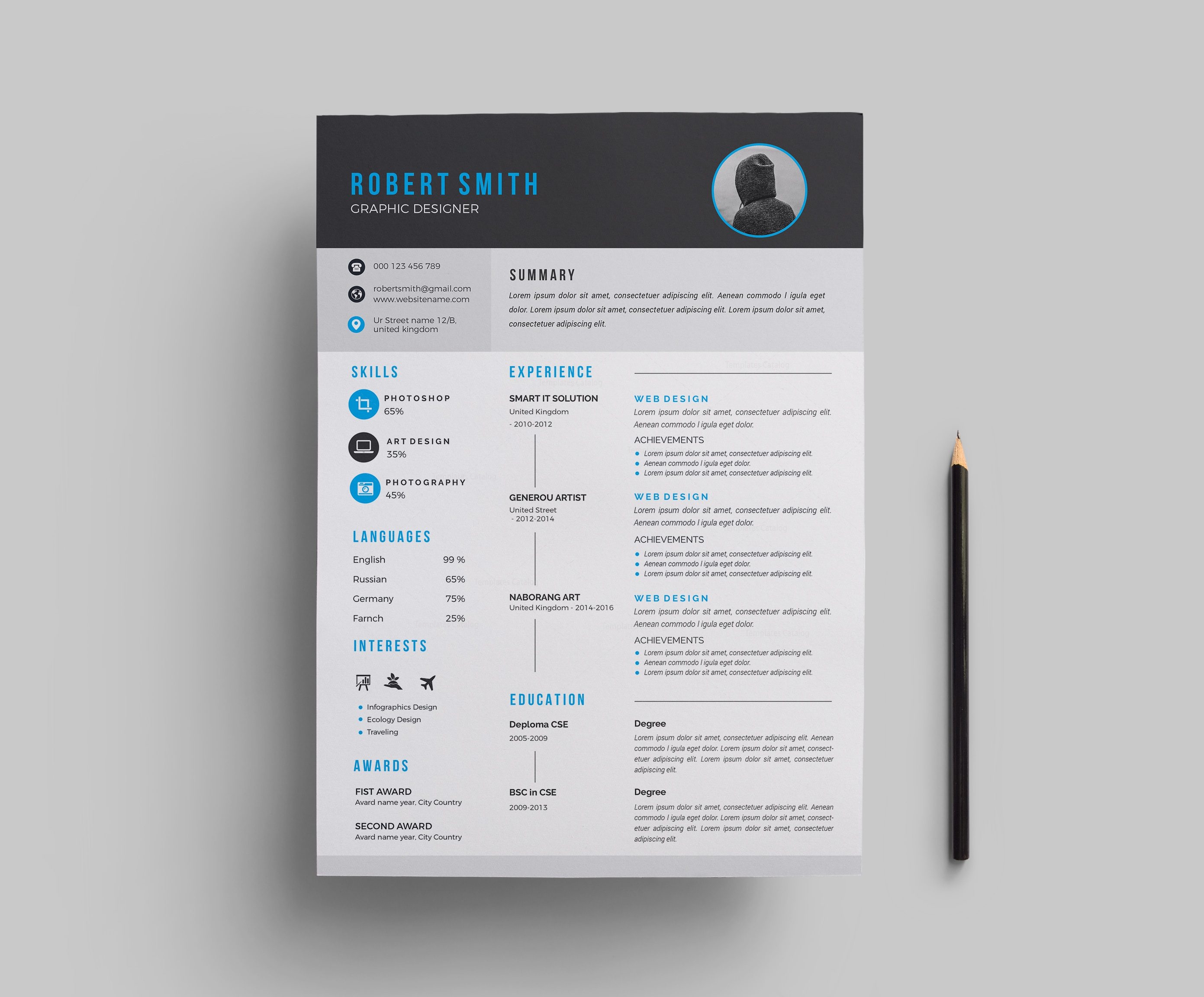 Ongekend Modern Resume Template Design 000699 - Template Catalog SC-44