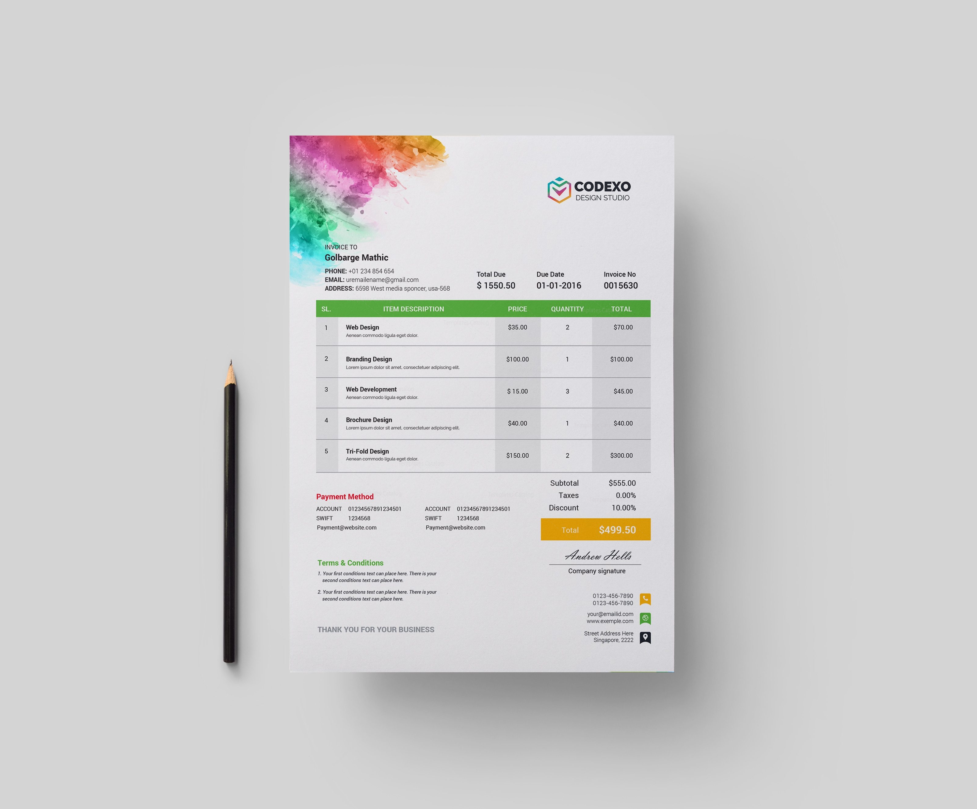 artemis corporate invoice template 000894 template catalog