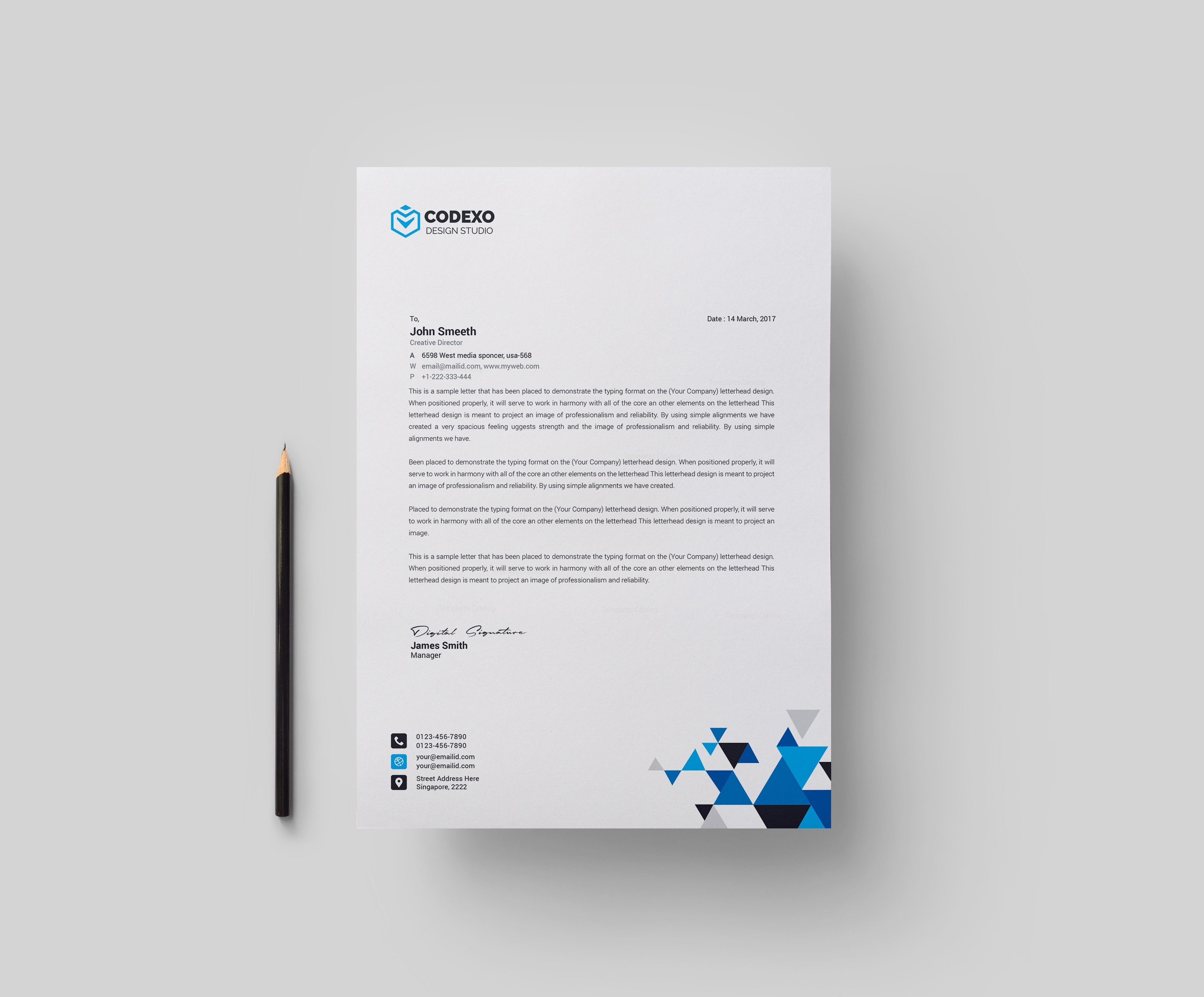 triangle professional corporate letterhead template 000903 create professional business letterhead