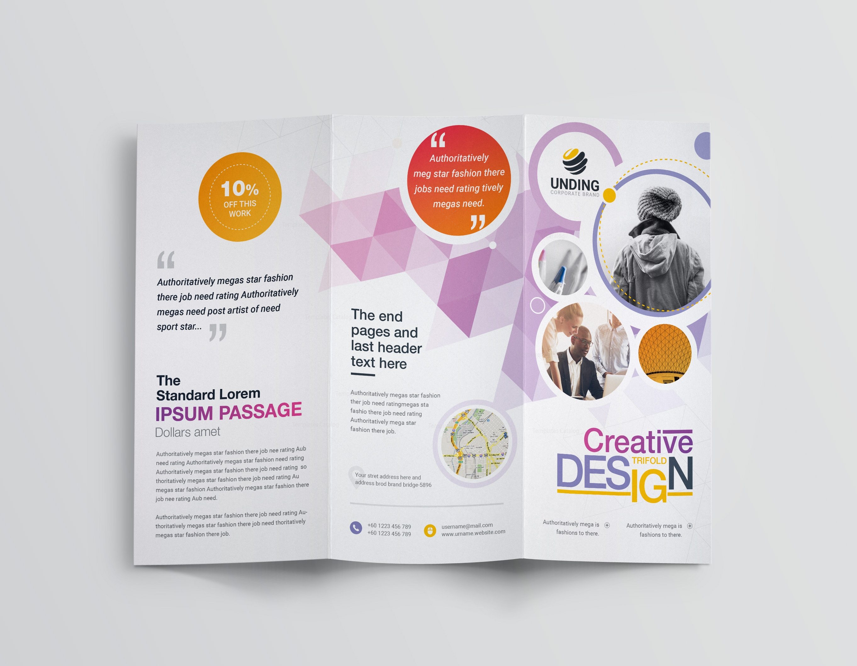 diamond professional corporate tri fold brochure template 001210