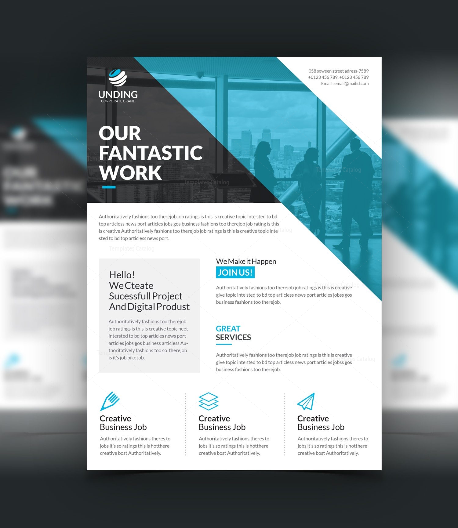 fantastic modern stylish business flyer template 001052 company flyers templates