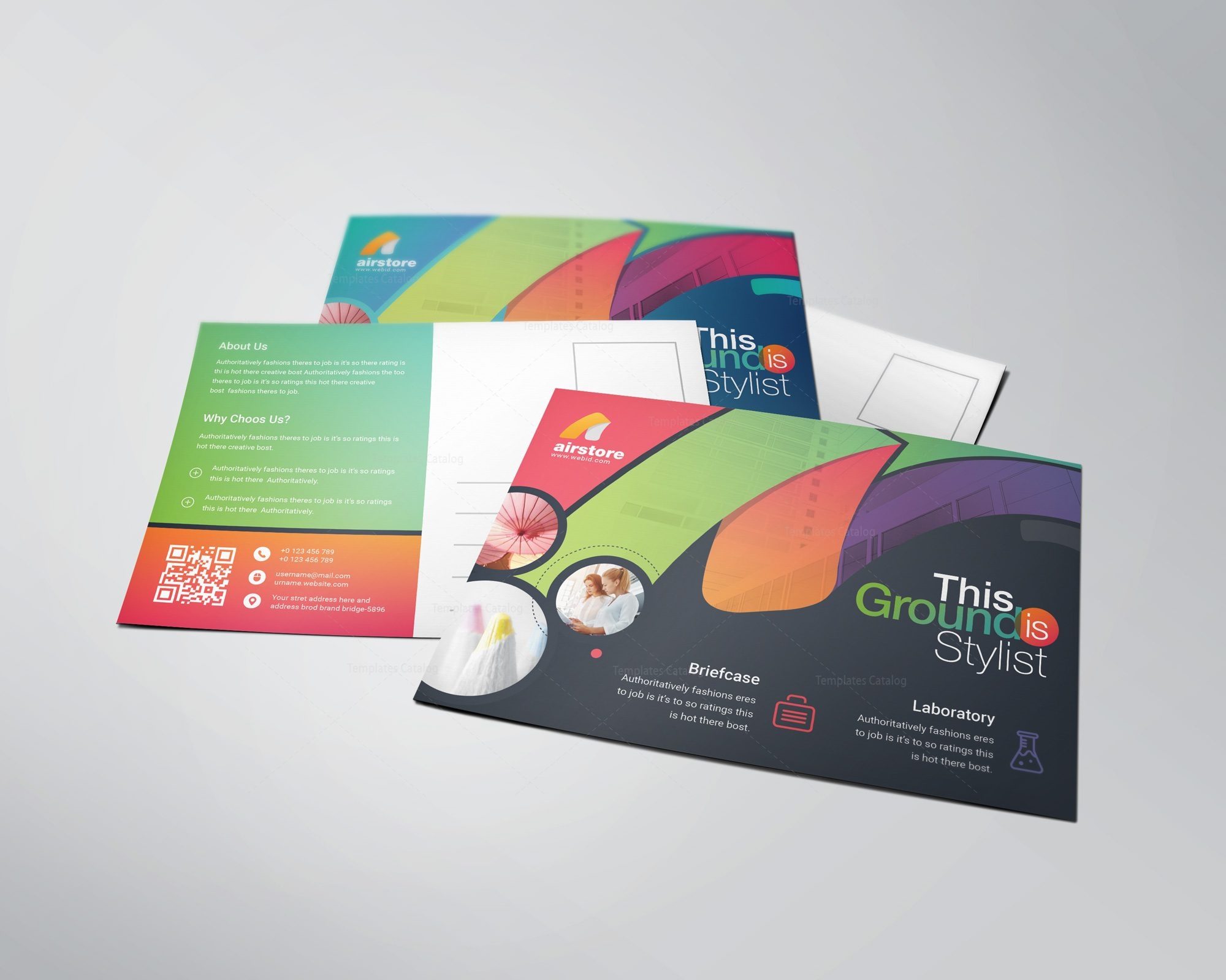 Rainbow Professional Stylish Postcard Template 001150 Template Catalog Professional Postcard Templates