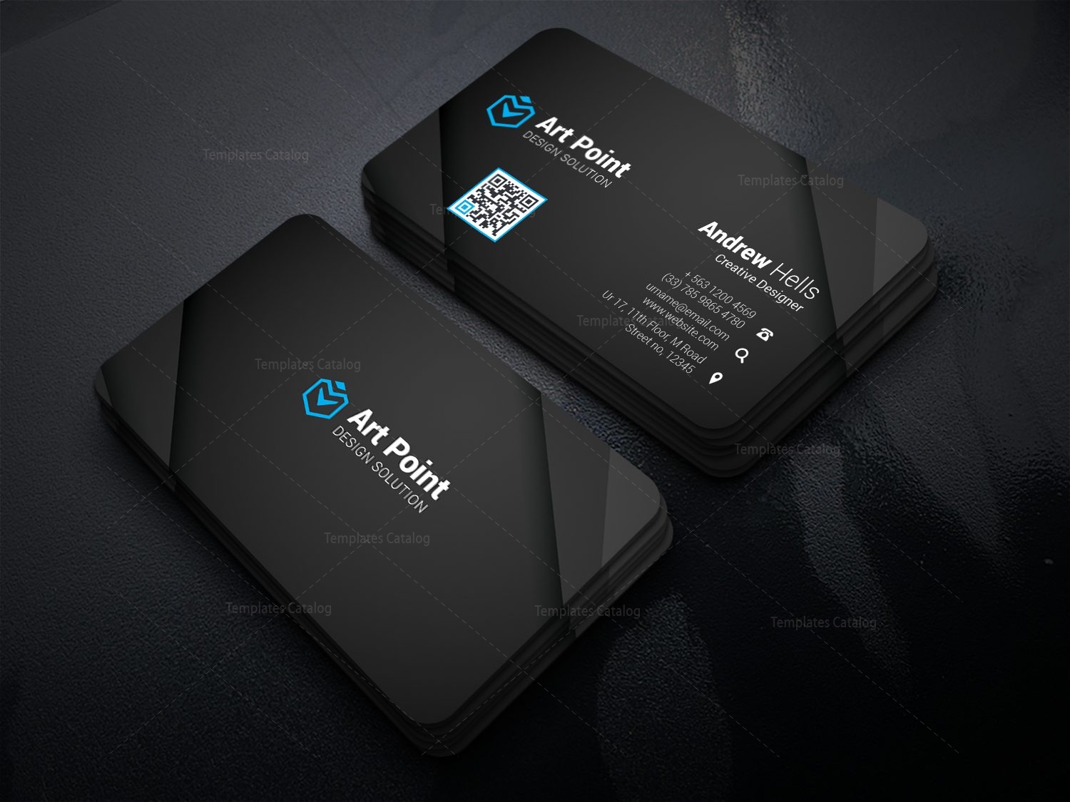 Black Professional Corporate Visit Card Template 22 - Template Within Designer Visiting Cards Templates