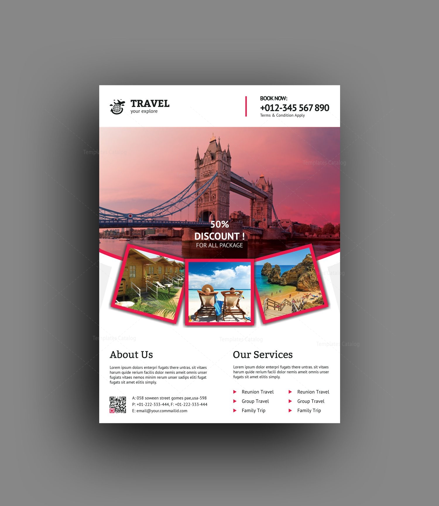 medusa travel agency flyer design template 001475 template catalog