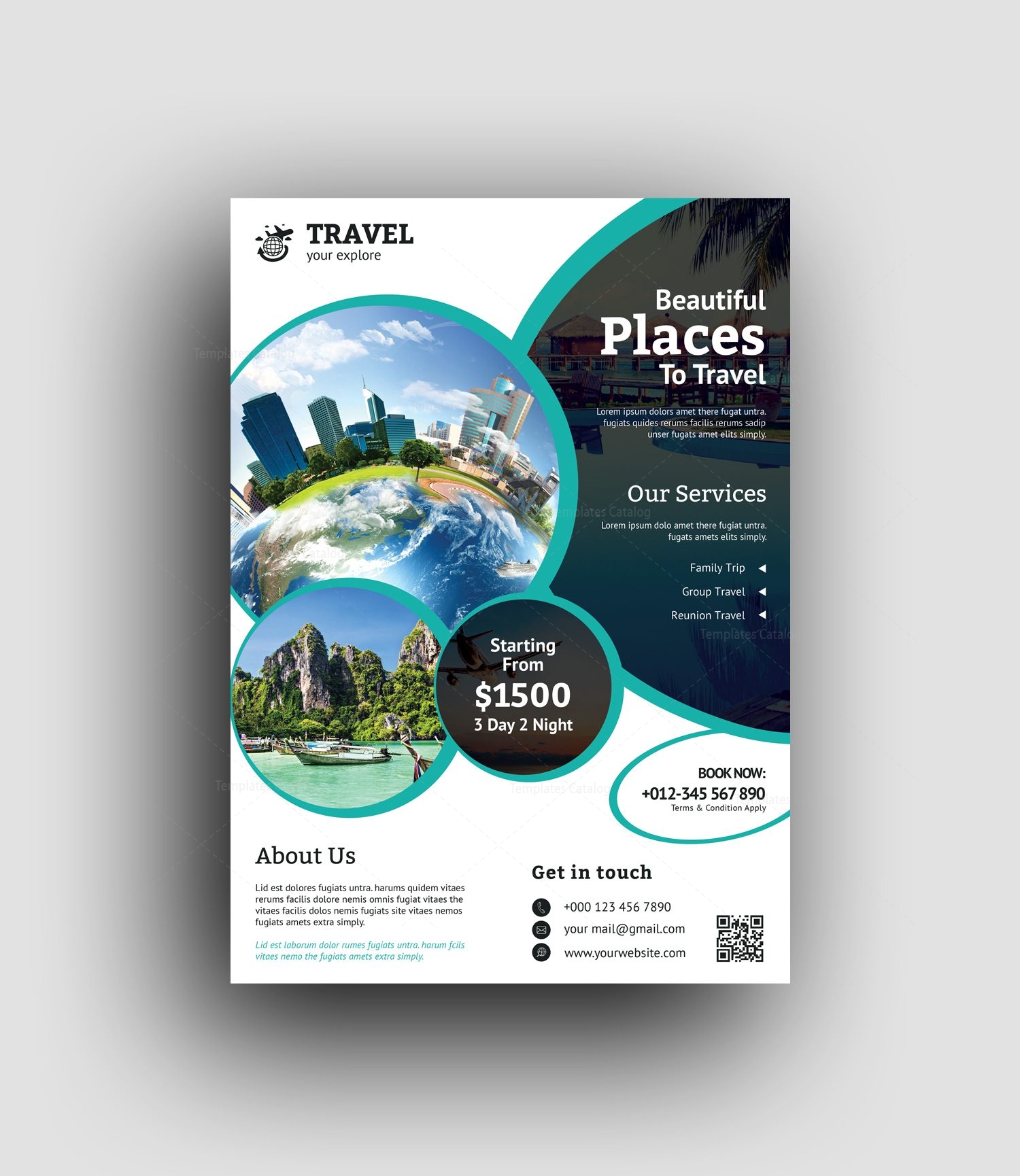 poseidon travel agency flyer design template 001481 travel agency flyer design