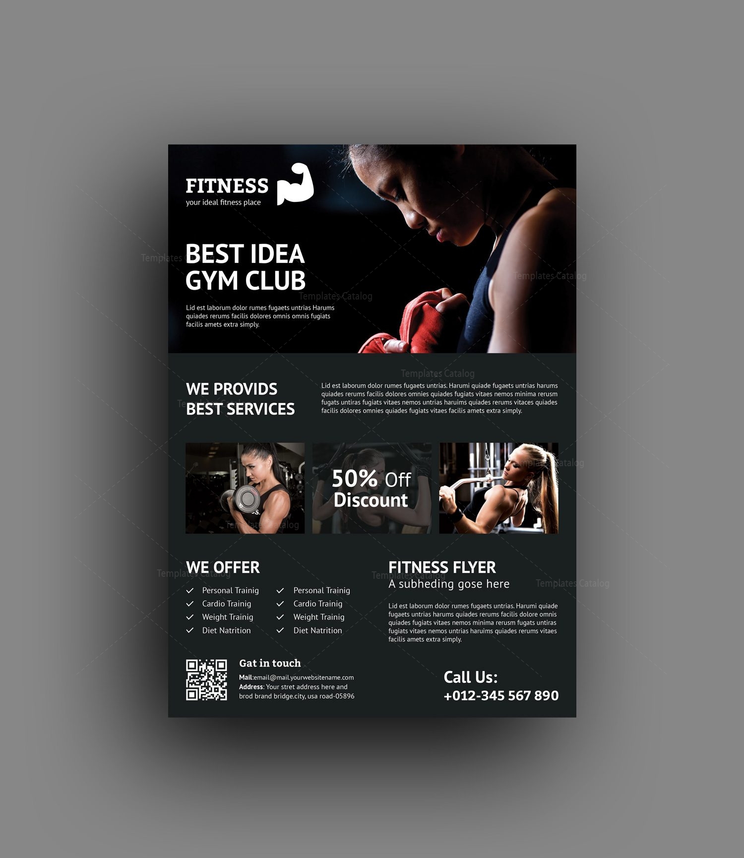 premium fitness flyer design template 001489 template catalog