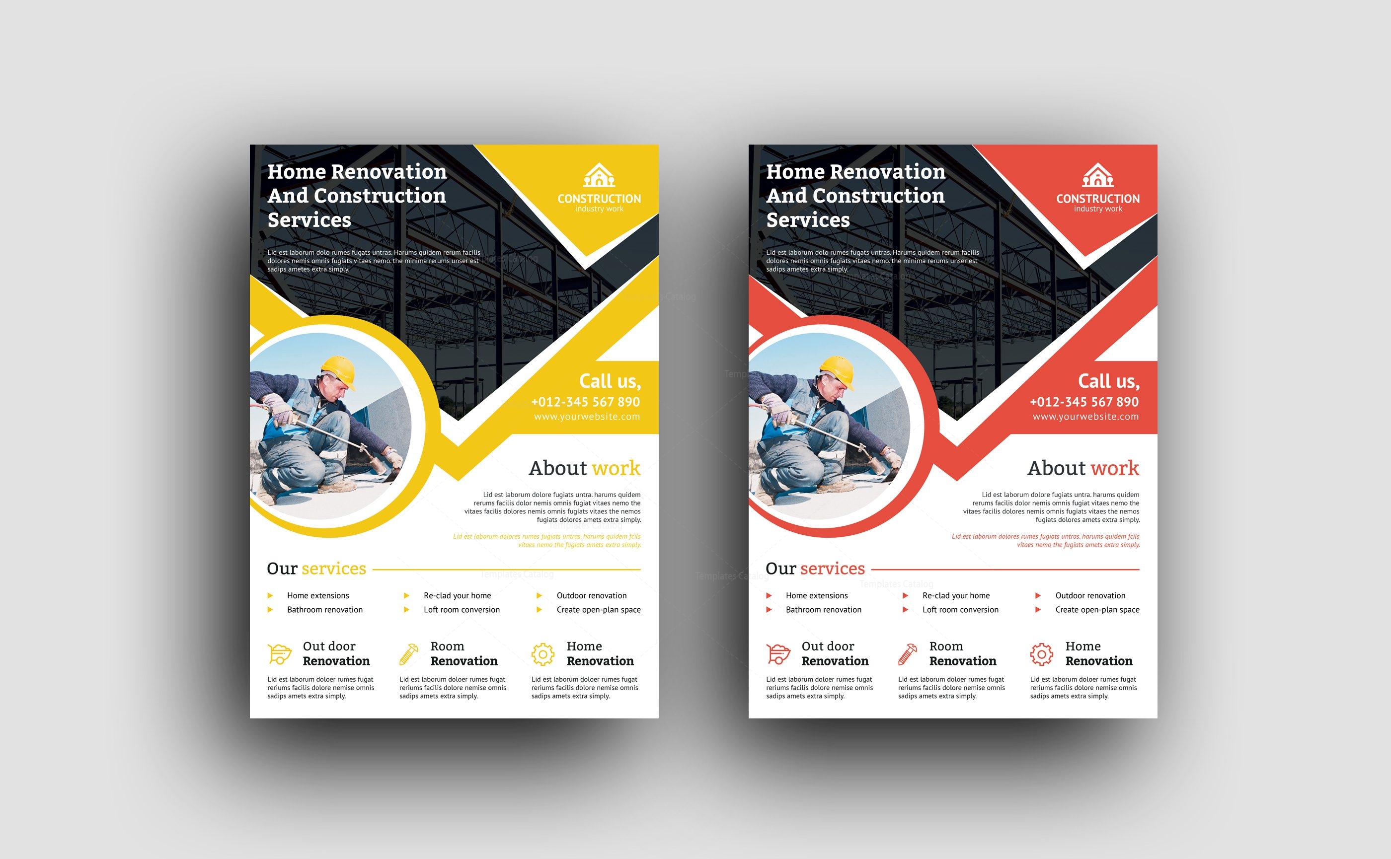 professional construction flyer design template 001493 template