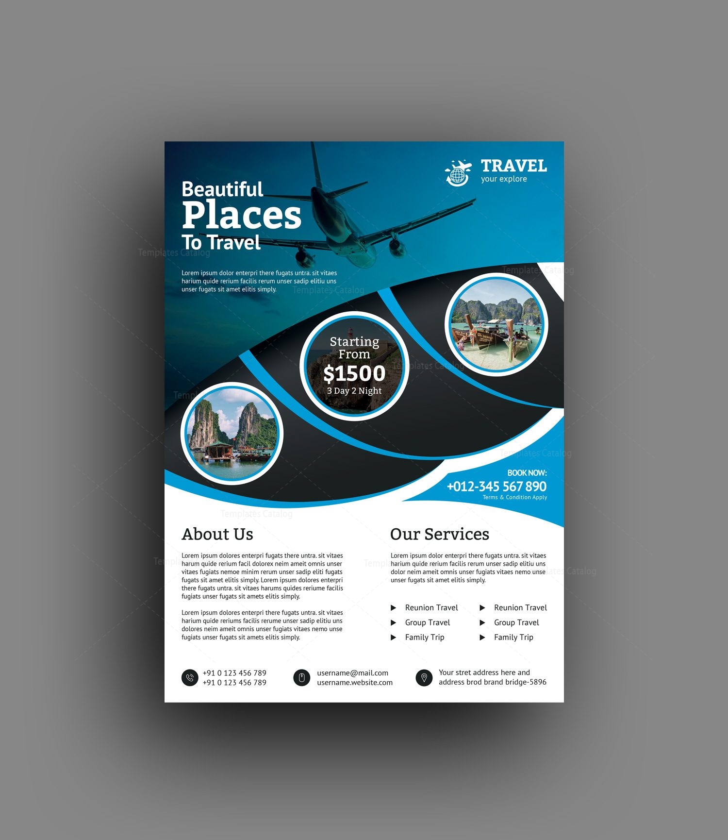Versatile Travel Agency Flyer Design Template 001478 Template Catalog