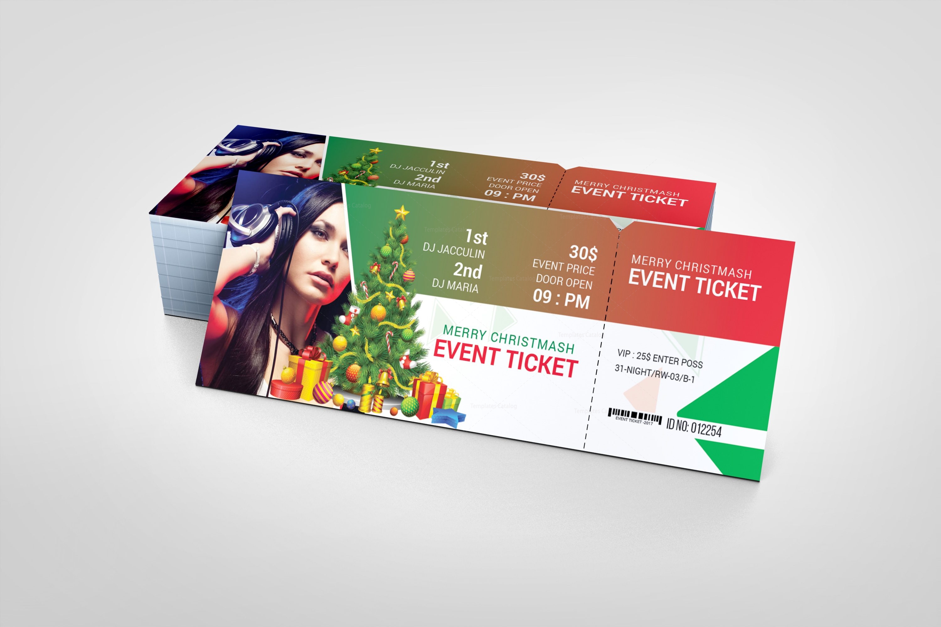 christmas event ticket design template 001612 template catalog