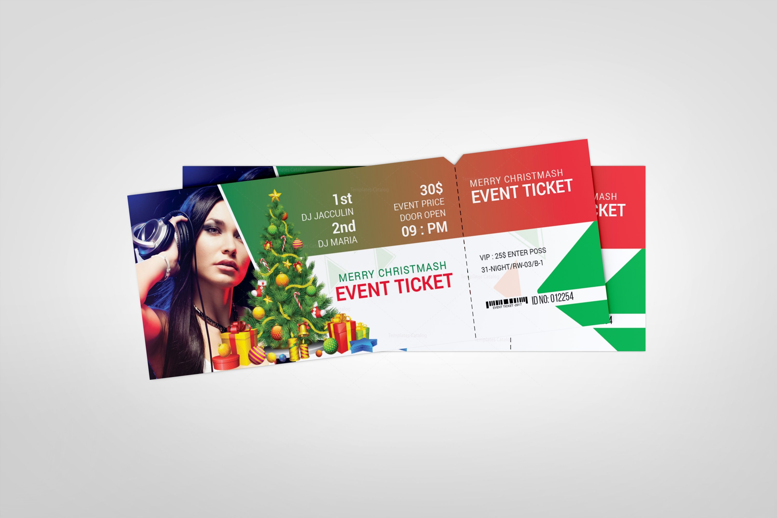 christmas event ticket design template 3 template catalog