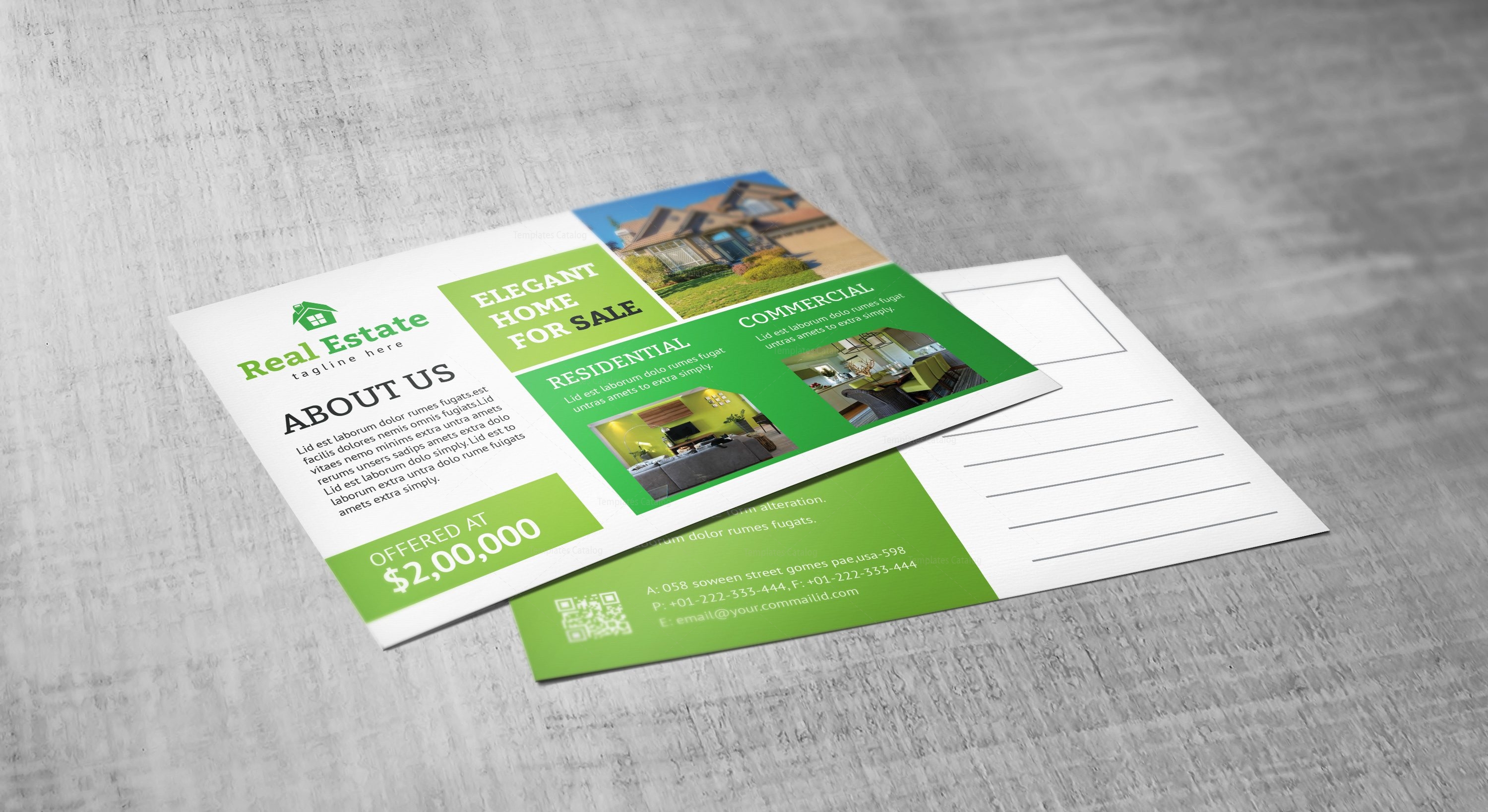 Creative Real Estate Postcard Design Template 001554 Template Catalog