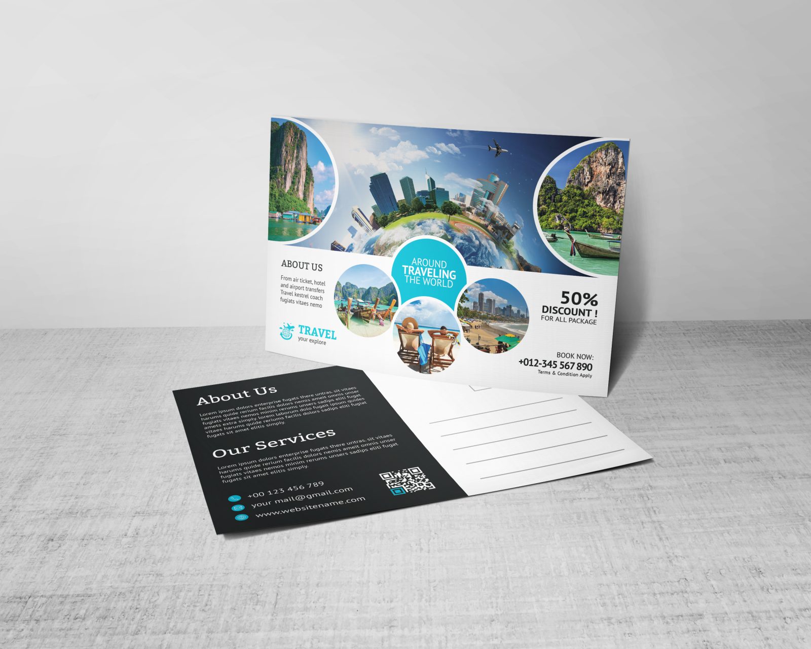 creative travel postcard design template 001552 template design postcards