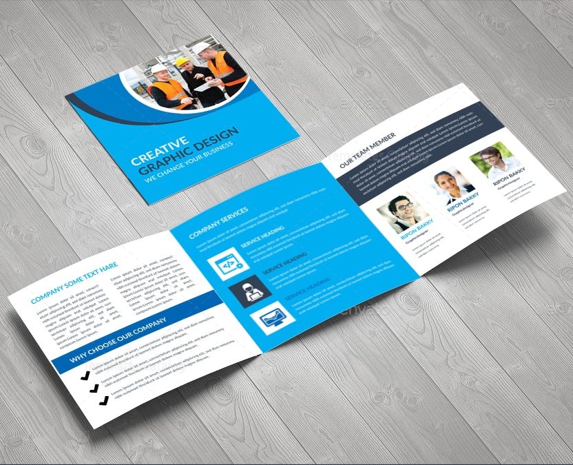 elegant corporate square tri fold brochure design template fold design