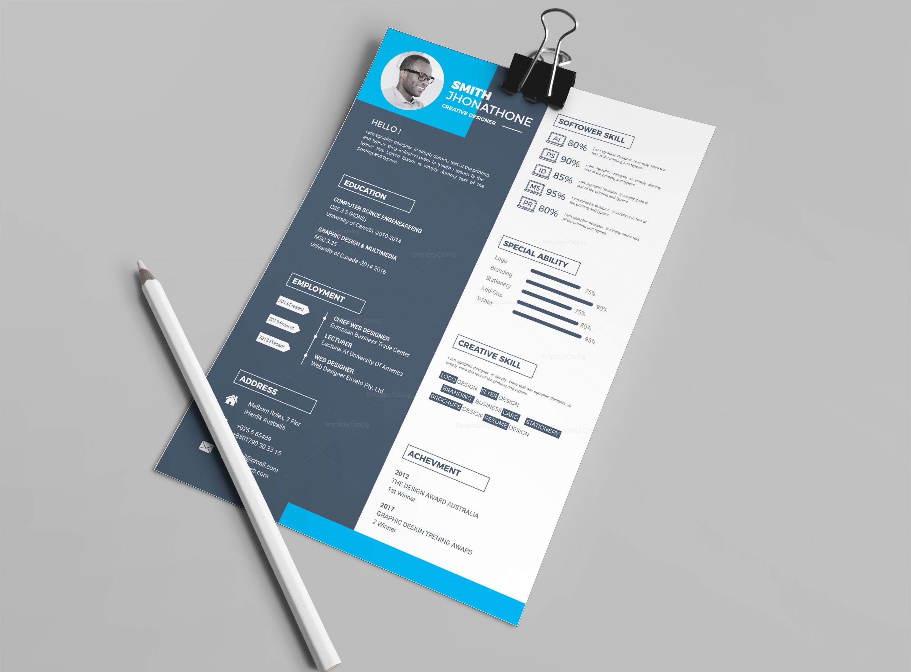 Hades Elegant Professional Resume Design Template 001666 - Template