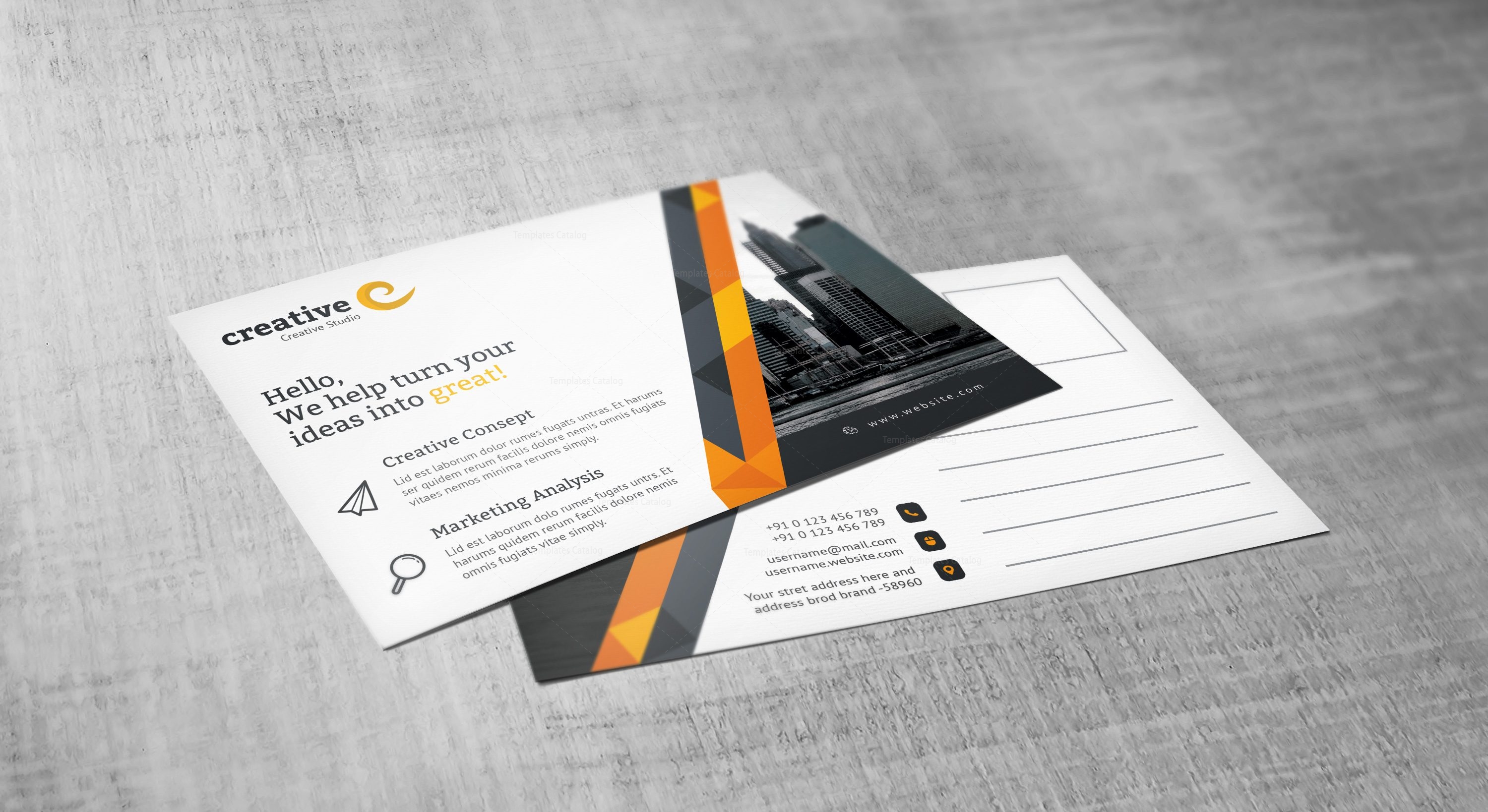 Stripe Professional Corporate Postcard Template 001546 Template Catalog Professional Postcard Templates
