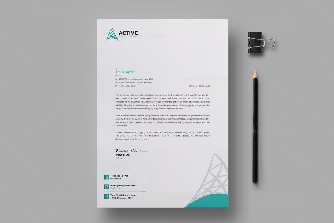 active professional corporate letterhead design template 001947