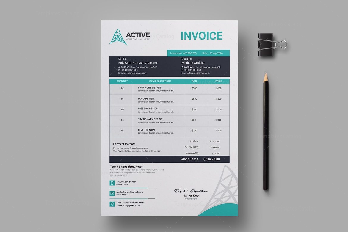 active professional invoice design template 001942 template catalog