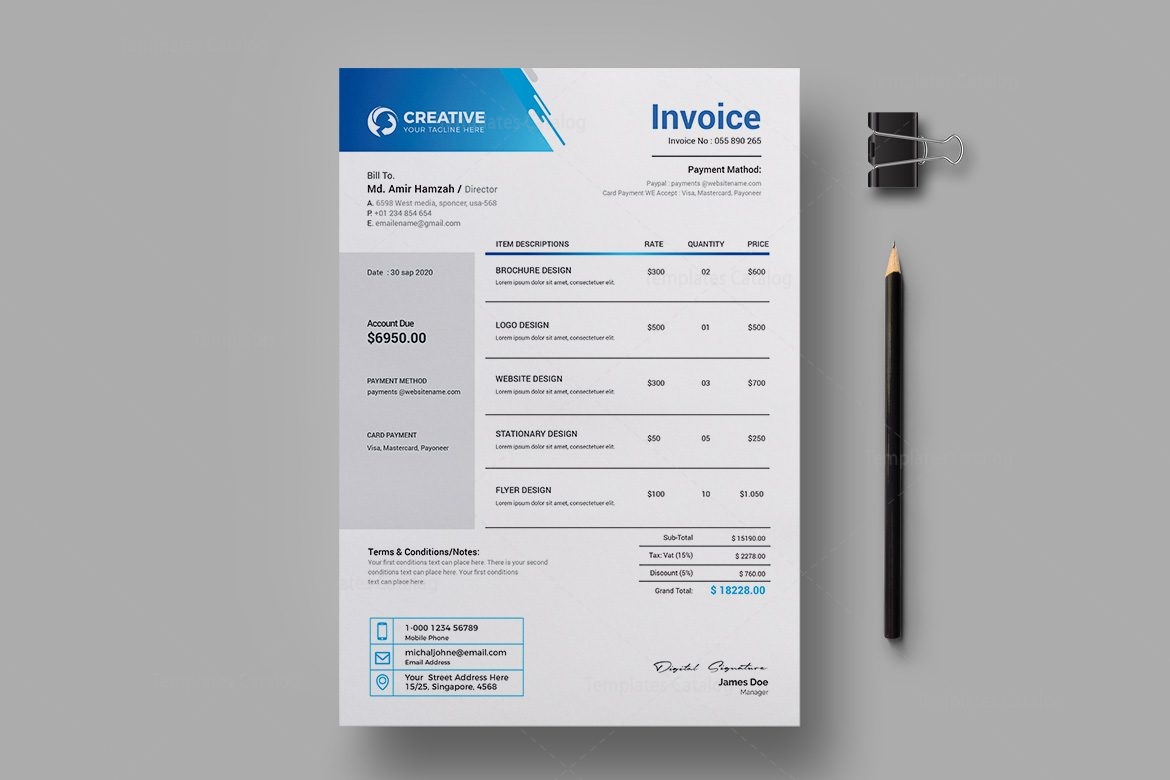 creative professional invoice design template 001941 template catalog