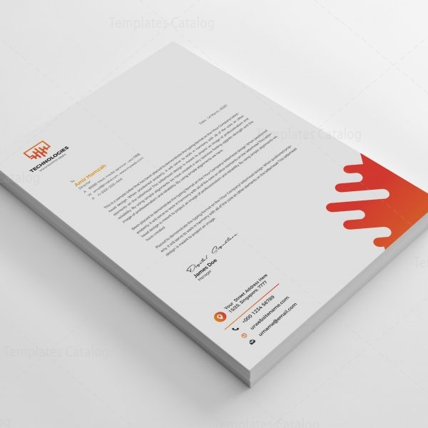 Electronic Professional Corporate Letterhead Template 001833 Template