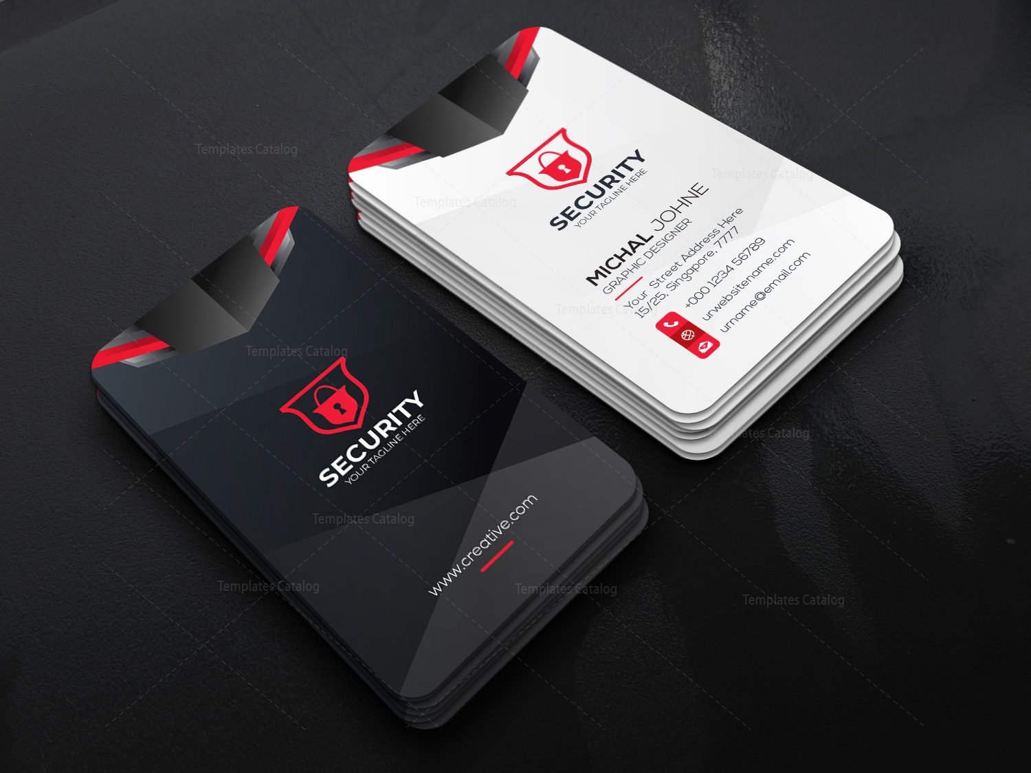 Security Company Vertical Business Card Design Template 22 Within Company Business Cards Templates