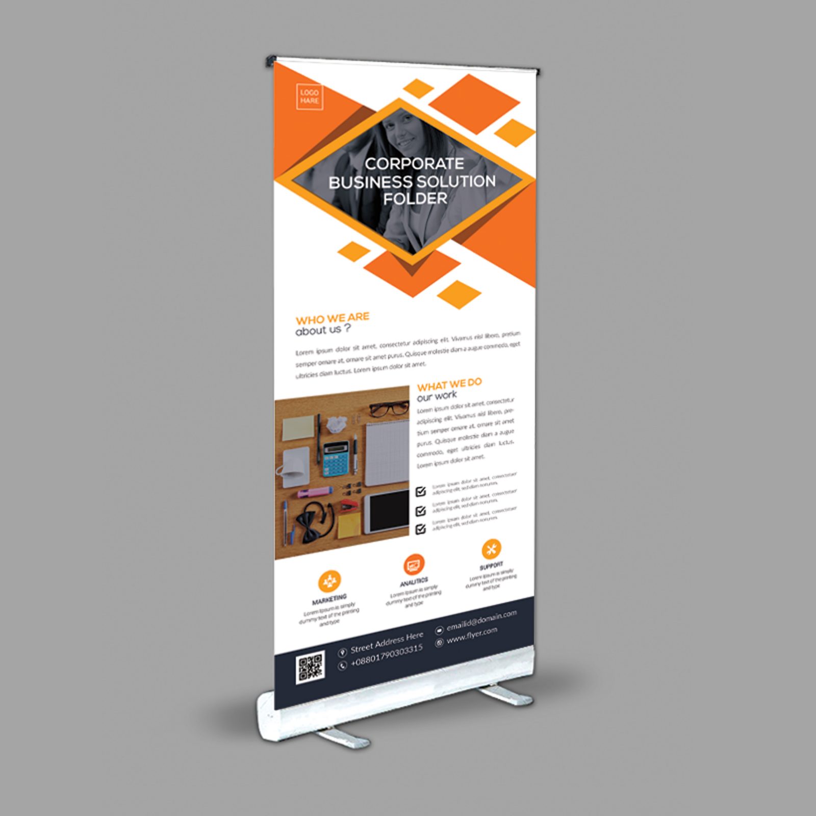 Stylish Roll Up Banner Design Template 001969 Template 