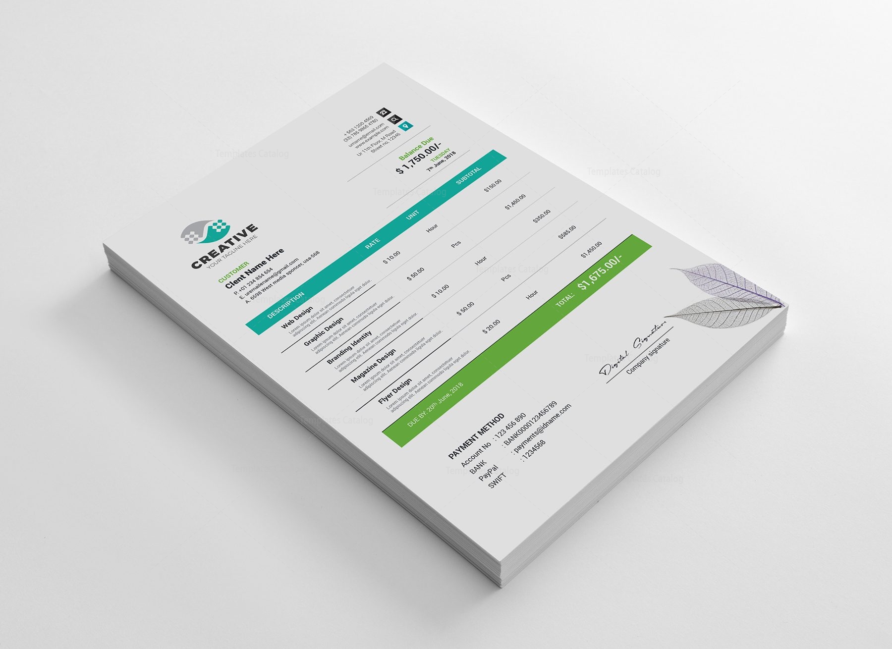 modern creative invoice design template 002142 template catalog