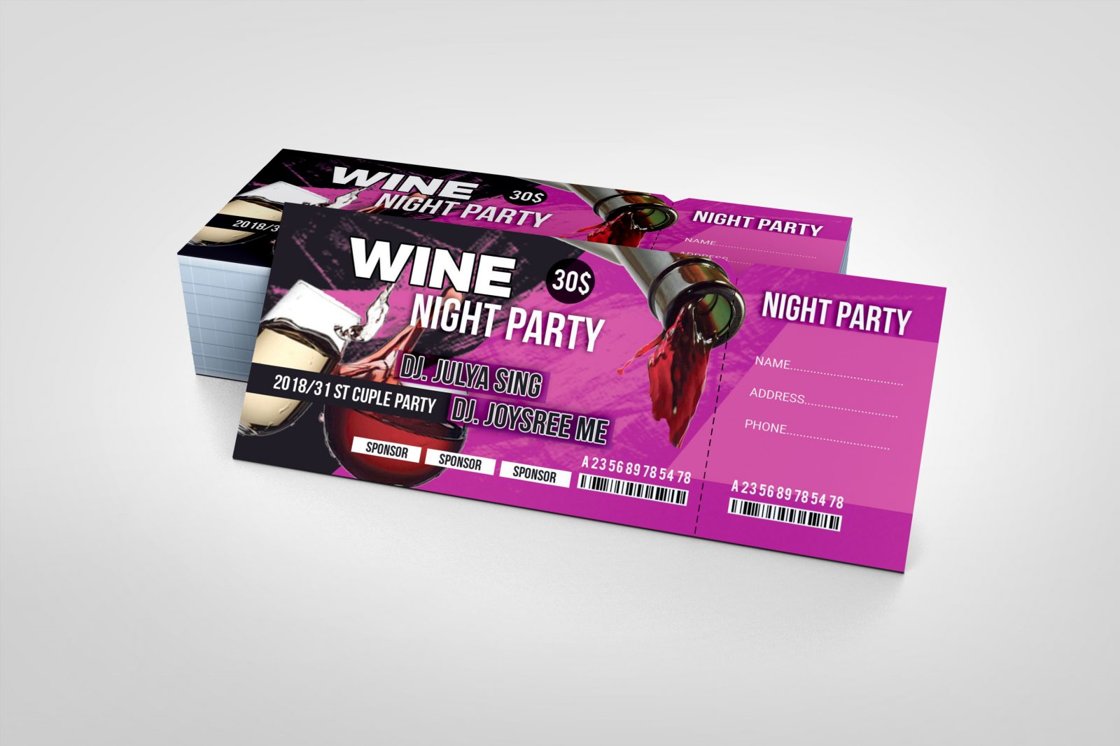 Wine Party Event Ticket Design Template 001974 Template Catalog