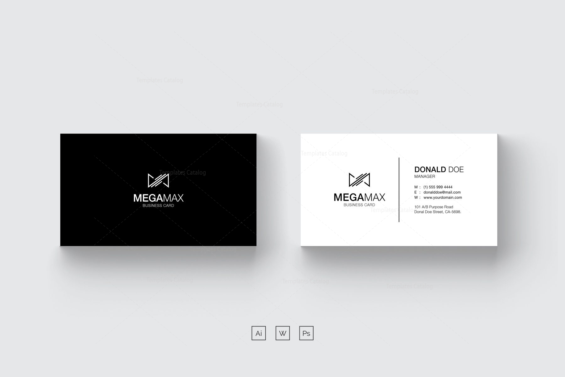 Minimal Black White Business Card Design 002424 Template Catalog