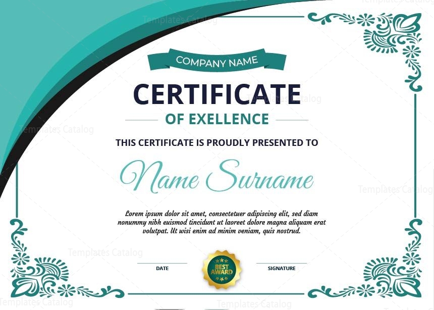 Certificate of Excellence Template 003562 Template Catalog